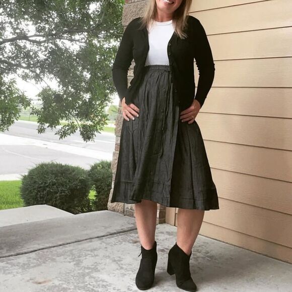 NWT 2XL MIDI SKIRT w/pockets, dark gray chambray Marsha LuLaRoe - Picture 6 of 7